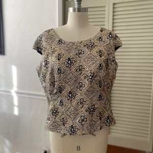Vintage gold brocade blouse, M